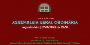 EDITAL DE CONVOCAÇÃO ASSEMBLEIA GERAL ORDINÁRIA DA ADUFMAT- Ssind - 09/11/2020, às 13h30