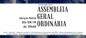 EDITAL DE CONVOCAÇÃO DE ASSEMBLEIA GERAL ORDINÁRIA DA ADUFMAT- SSIND - 03/09/19 (TERÇA-FEIRA), ÀS 13H30