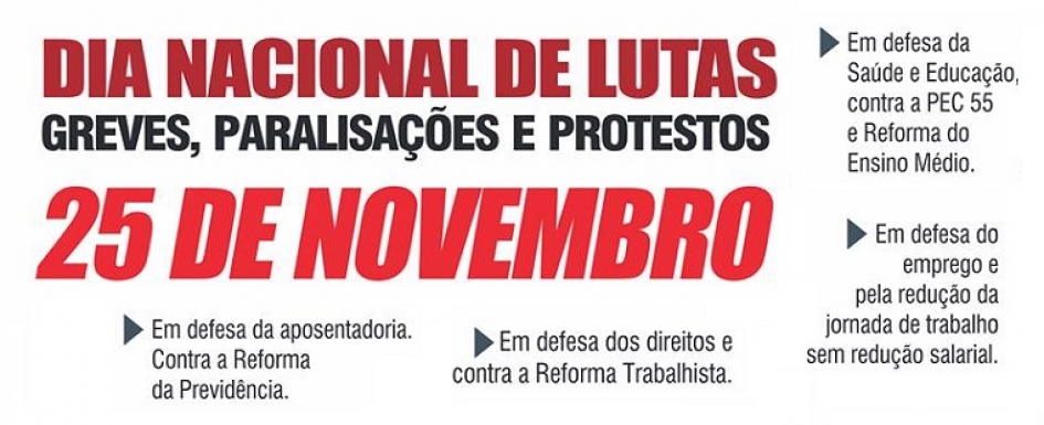 25/11: Mais um dia de paralisação e protestos nacionais na construção da Greve Geral