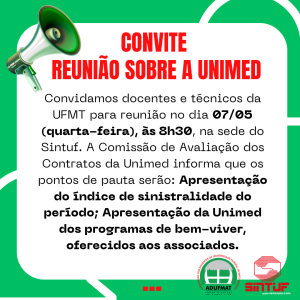 Convite para reunião sobre a Unimed - 07/05, às 8h30