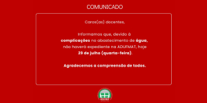 N&atilde;o haver&aacute; expediente na tarde desta quarta-feira, 29/07