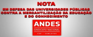 Diretoria do ANDES-SN divulga nota em defesa das universidades públicas