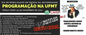 Programação do Dia de Mobilização em Defesa da Universidade dessa terça-feira, 05/12