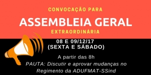 Edital de Convocação de Assembleia Geral Extraordinária - 08 e 09/12/17