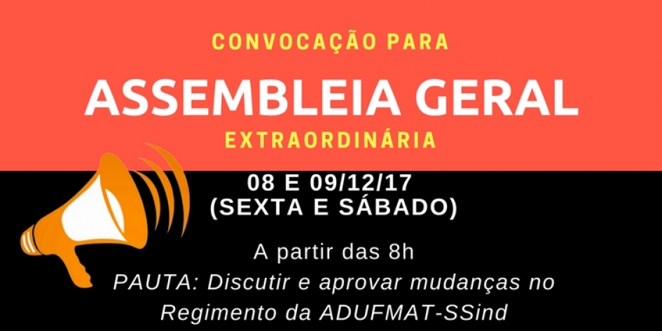 Edital de Convocação de Assembleia Geral Extraordinária - 08 e 09/12/17