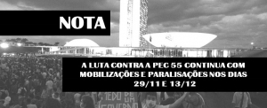 NOTA DA ADUFMAT: A luta contra a PEC 55 continua com mobilizações e paralisações nos dias 29/11 e 13/12