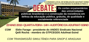 DEBATE: Os cortes orçamentários das universidades públicas brasileiras e a construção da resistência em defesa da educação pública, gratuita, de qualidade e socialmente referenciada