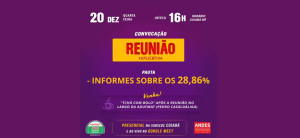 Reunião: Informes sobre o processo dos 28,86% e &quot;Tchá com Bolo&quot; - 20/12/2023, às 16h