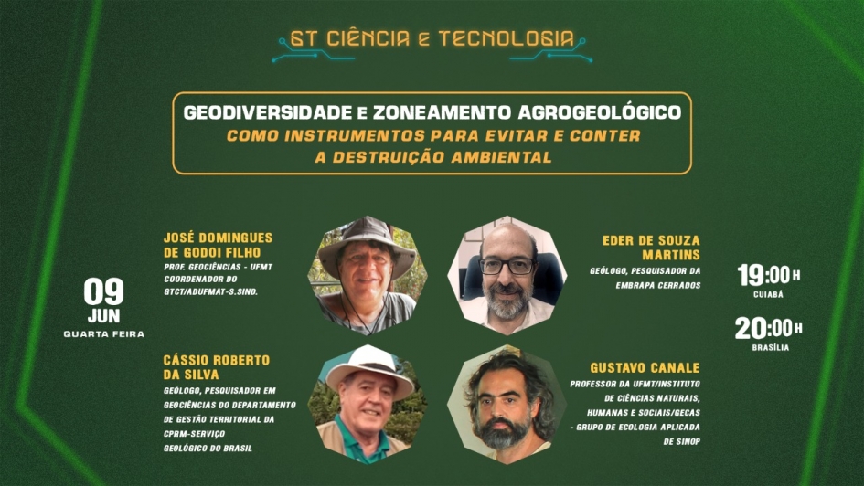 LIVE do GTC&amp;T: GEODIVERSIDADE E ZONEAMENTO AGROGEOLÓGICO COMO INSTRUMENTOS PARA EVITAR E CONTER A DESTRUIÇÃO AMBIENTAL - 09/06/21 às 19h