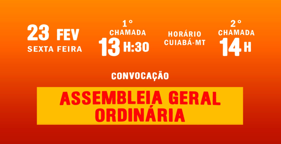 Edital de Convoca&ccedil;&atilde;o para Assembleia Geral Ordin&aacute;ria da Adufmat- Ssind - 23/02 (sexta-feira), &agrave;s 13h30