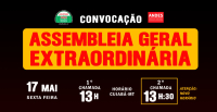 Edital de convocação para assembleia geral da Adufmat-Ssind.: sexta-feira, 17/05/24, às 13h