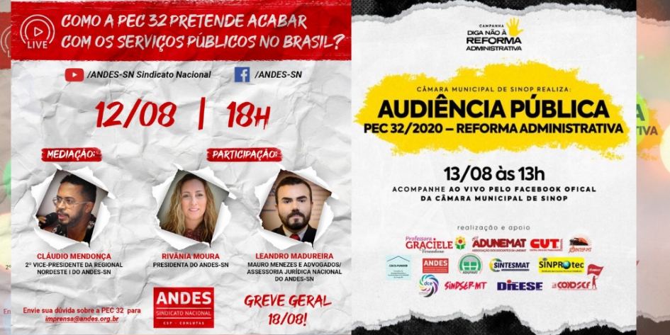 Audiência Pública em Sinop debaterá Reforma Administrativa nessa sexta-feira, 13/08, às 13h; Greve Nacional dos Servidores Públicos será na próxima semana