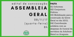 Convocação para Assembleia Geral Ordinária - 08/11/17, às 8h