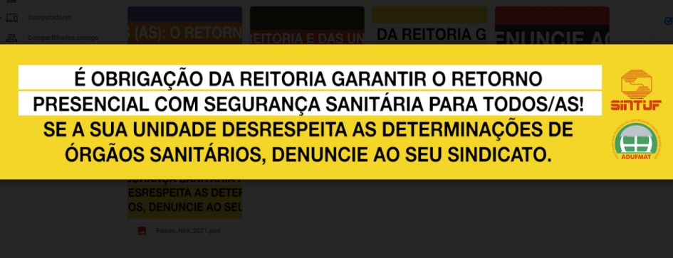 Adufmat-Ssind e Sintuf/MT cobram medidas de segurança para retorno às atividades presenciais na UFMT