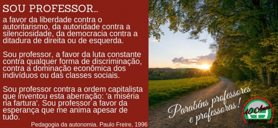 Parab&eacute;ns, professores e professoras!