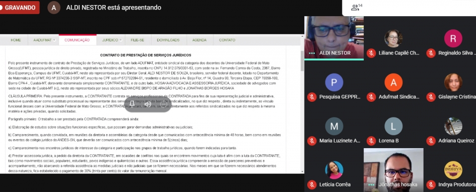 Assembleia geral aprova contrato com nova Assessoria Jurídica e homologa contratação